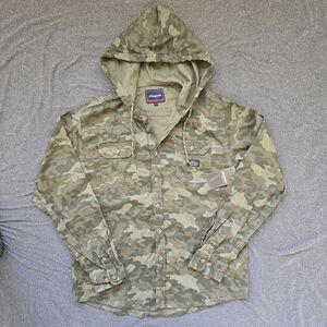 Aeropostale Military Camo Hooded Jacket Men's Size Large Green Shirt Shacket NWT